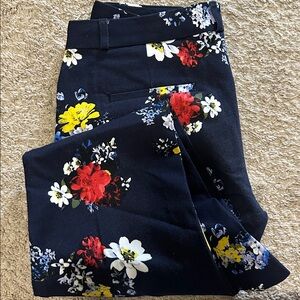 Banana Republic Sloan Navy Floral Tapered Business Casual Stretch Pant size 6